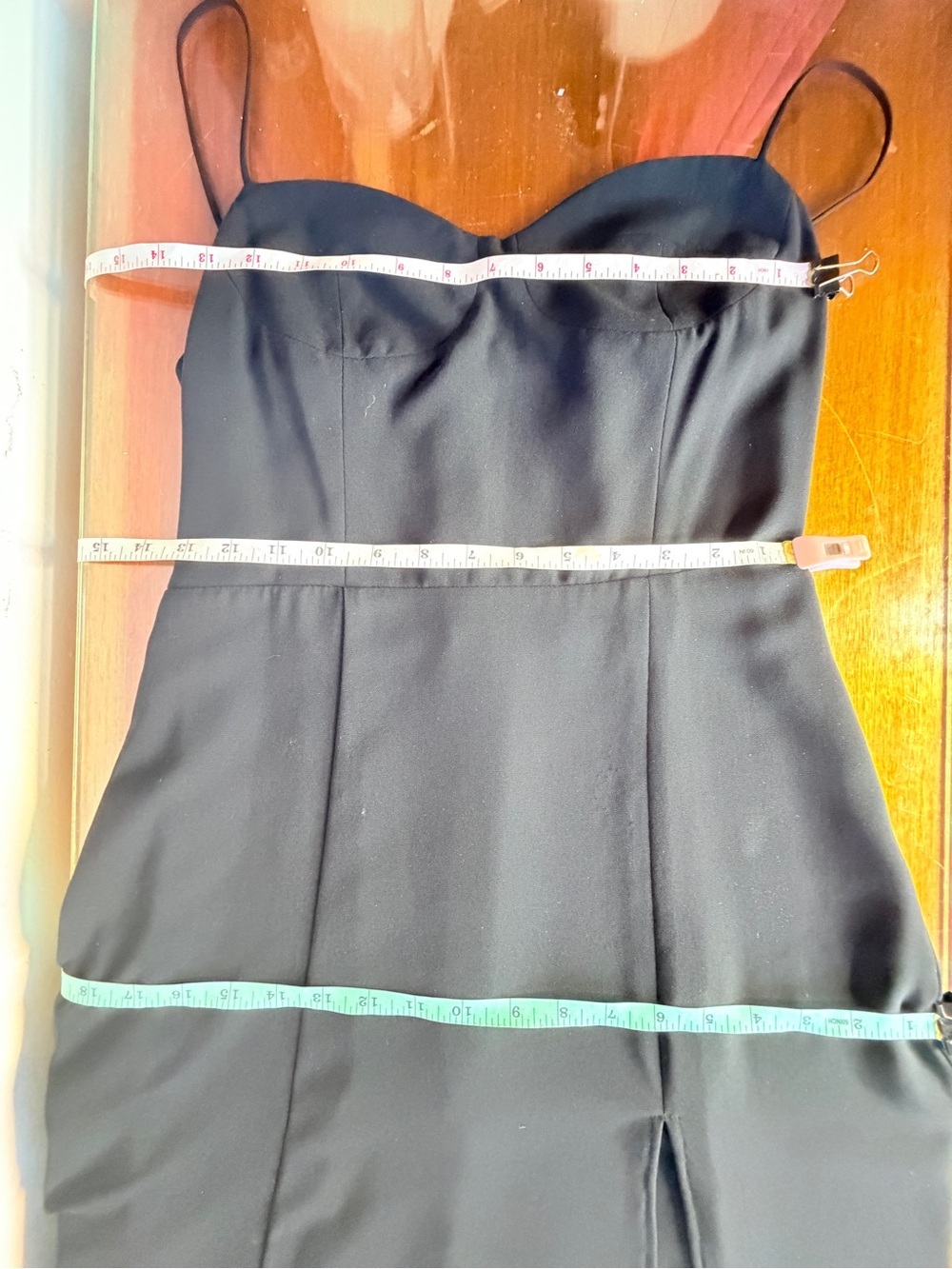 Quintessential Little Black Midi Dress Slim fit and adjustable spaghetti straps - Picture 10 of 14